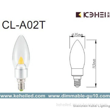 3W led candle light E14 Base with Clear glass cover